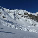 Großes Schneebrett am Aufstieg zur Cime Ent-relor